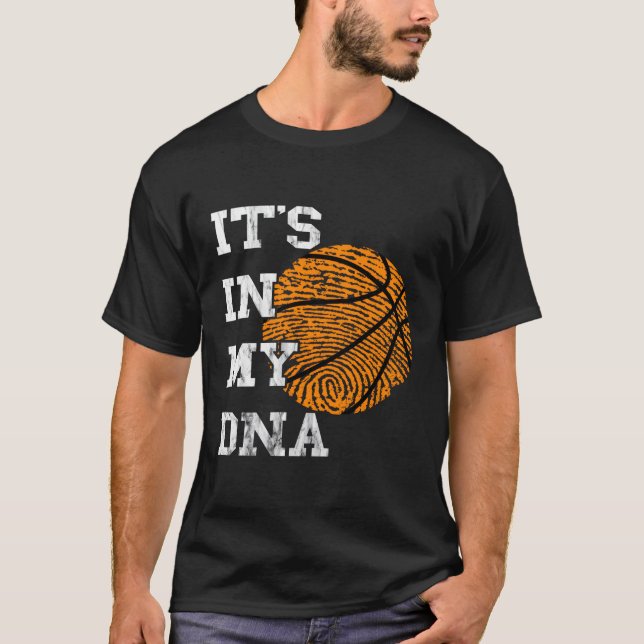 T-shirt Basket-Ball C'Est Dans Mon Empreinte Dna Jouer Bas (Devant)