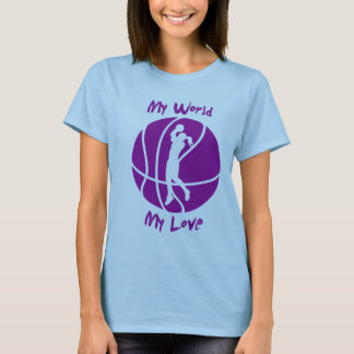 T-shirt Basket-ball de filles mon monde, mon amour