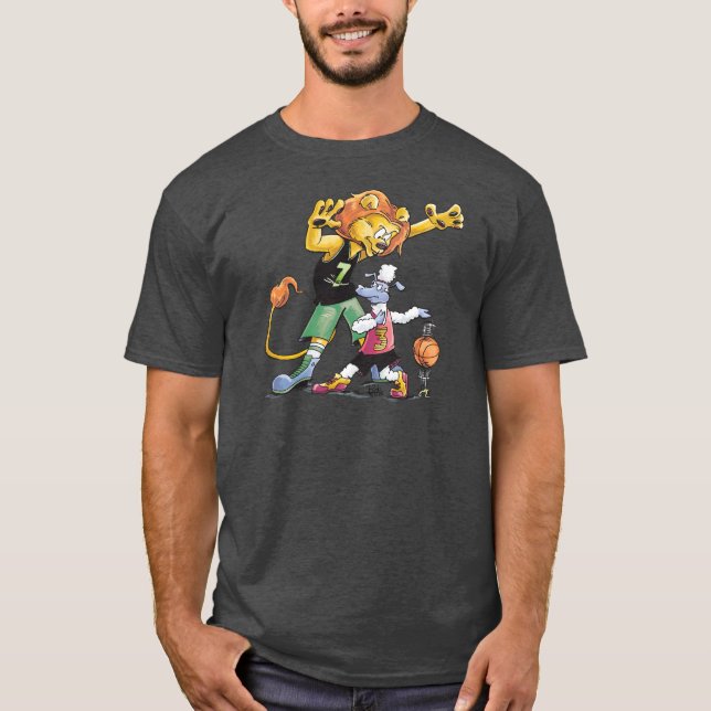T-shirt Basket-ball de lion et de moutons (Devant)
