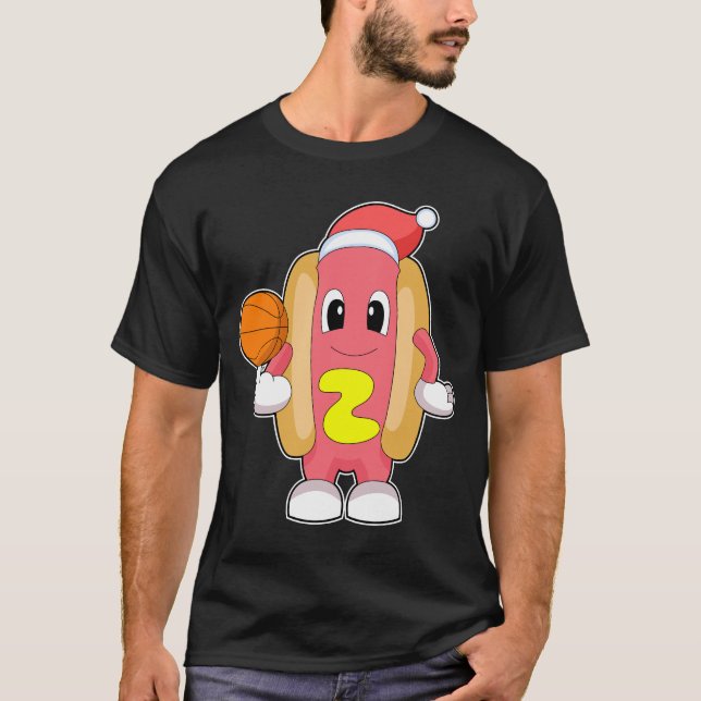 T-shirt Basket-ball de Noël Hotdog (Devant)