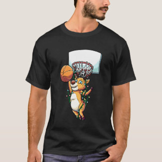 T-shirt Basket-ball de renne Noël vacances sports fans
