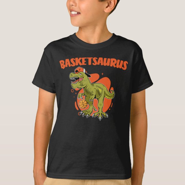 T-shirt Basket-ball jouant Trex Funny Dino Sport (Devant)