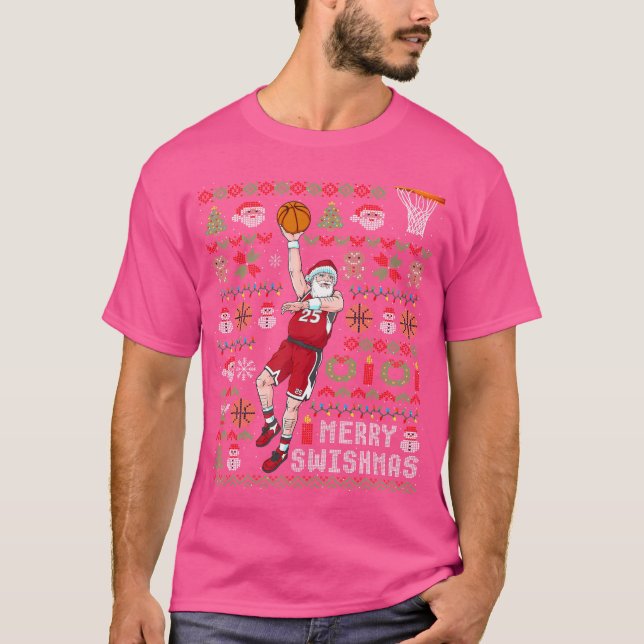 T-shirt Basket-ball Père Noël moche Noël Joyeux Swishm (Devant)