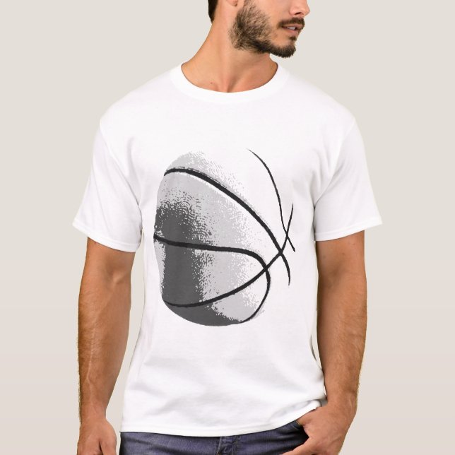 T-shirt Basket-ball pop art noir blanc gris tendance (Devant)