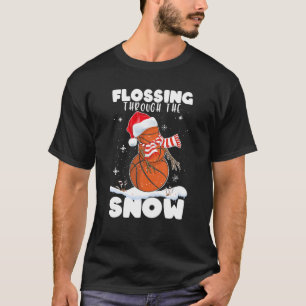 T-shirt Basket Ball Snowman Père Noël Xmas Flossing