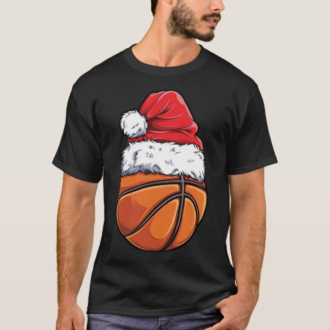 T-shirt Basket de Noël Ball Santa Hat Sports Noël B (Devant)