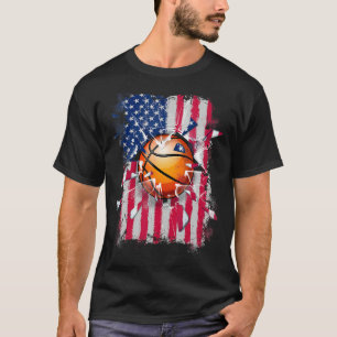 T-shirt Basket vintage 4 juillet Hommes États-Unis Fl amér