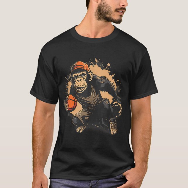 T-shirt Basketball Animal Art Nature Basketball Hotte Monk (Devant)