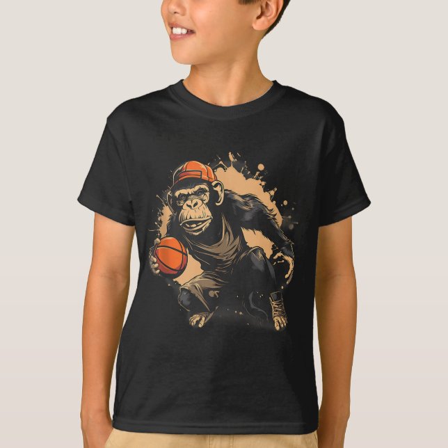 T-shirt Basketball Animal Art Nature Basketball Hotte Monk (Devant)