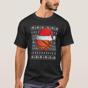 T-shirt Basketball Ball Santa Hat Christmas Funny Ball San