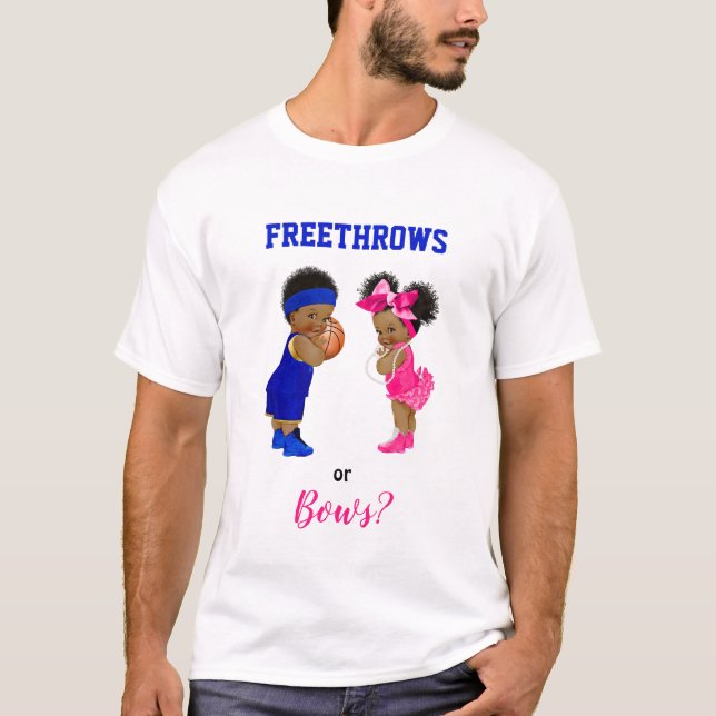 T-shirt Basketball Bows Baby Boy Girl Gender Reveal (Devant)