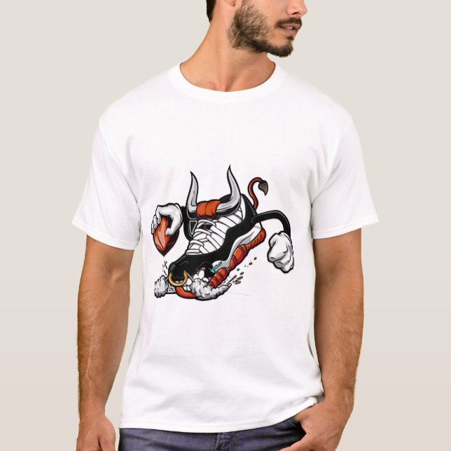 T-shirt Basketball Bull Sneaker – Urban Monster Shoe Graph (Devant)