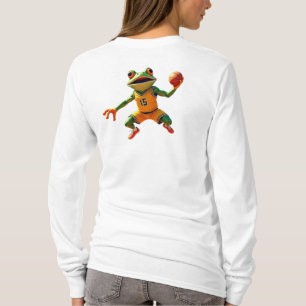 T-shirt Basketball Frog femmes blanc shirt à manches longu