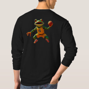 T-shirt Basketball Frog hommes à manches longues noires T-