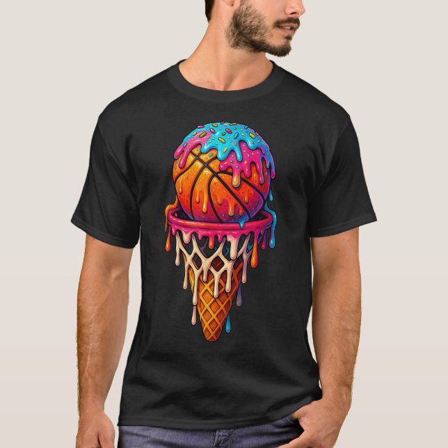 T-shirt Basketball Ice Cream Drip For Boys Girls Youth Bas (Devant)