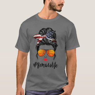 T-shirt Basketball Memaw Life Messy Bun American Flag Band