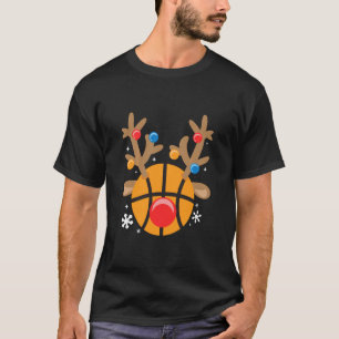 T-shirt Basketball Reindeer Funny mignonne garçon Noël