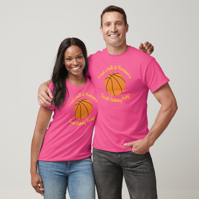 T-shirt Basketball Sports Anniversaire fête rose (Unisexe)
