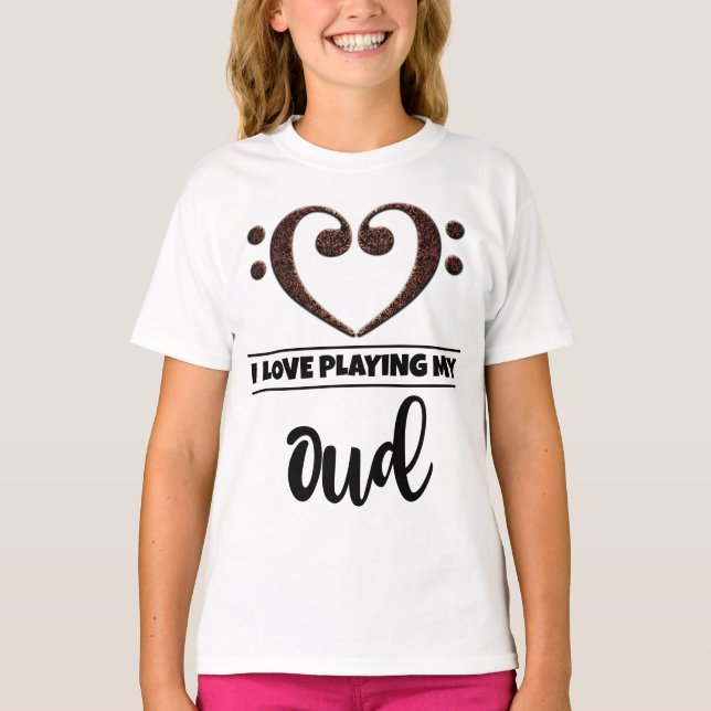 T-shirt Bass Clef Coeur Aimer Jouer Oud (Devant)