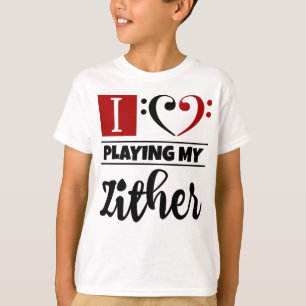 T-shirt Bass Clef Coeur J'Aime Jouer Ma Zthare