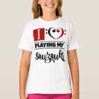 Bass Clef Coeur J'Aime Jouer Mon Bouzouki