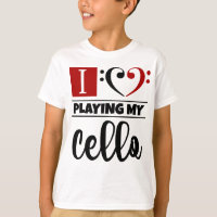 Bass Clef Coeur J'Aime Jouer Mon Cello