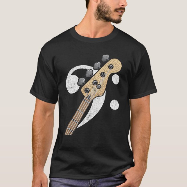 T-shirt Bass Clef Guitar Lecteur de basse (Devant)