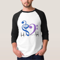 Bass Clef Heart EKG Waves Blue & Amethyst
