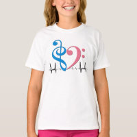 Bass Clef Heart EKG Waves Cyan & Pink