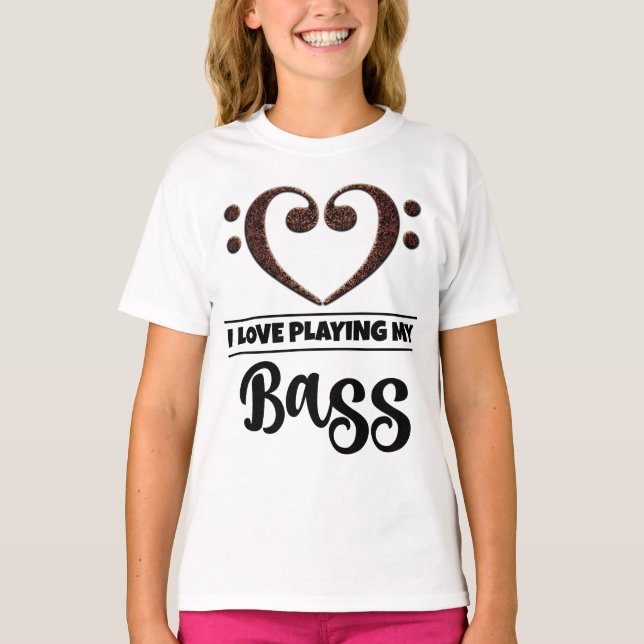 T-shirt Bass Clef Heart Lot Jouer Basse (Devant)