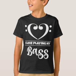 T-shirt Bass Clef Heart Lot Jouer Basse