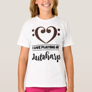 T-shirt Bass Clef Heart Love Jouer Autoharp