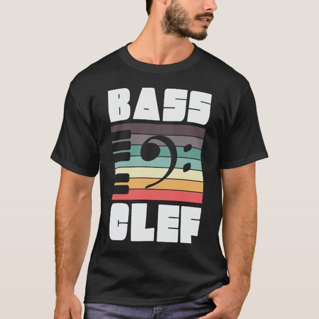 T-shirt Bass Clef Music Notes Art numérique (Devant)