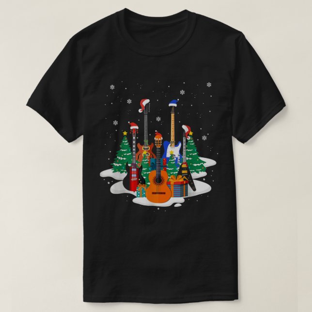 T-shirt Bass Guitare Santa Hat Guitare Amour de Noël Musiq (Design devant)