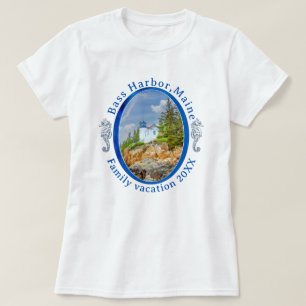 T-shirt Bass Harbour Maine Famille Vacances avec date
