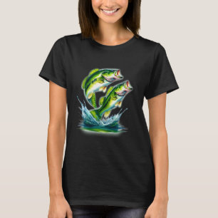 T-shirt Bass qui saute x Aquarelle de vague au coucher du