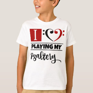 T-shirt Basse Clef Coeur J'Aime Jouer Ma Psalterie