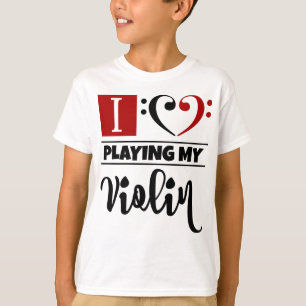 T-shirt Basse Clef Coeur J'Aime Jouer Mon Violon