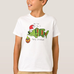 T-shirt Basse de Noël amusante Pêche Poisson Caricature