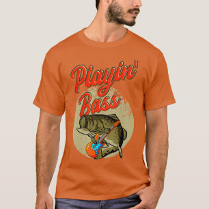 T-shirt Basse Pêche Jouer Guitare Pêcheur Pêcheur Blac