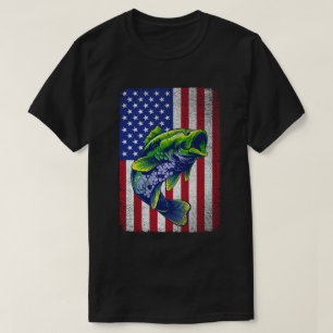 T-shirt Basse vintage Pêche 4 juillet drapeau américain