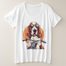 T-Shirt, basset cool caricature hound biker