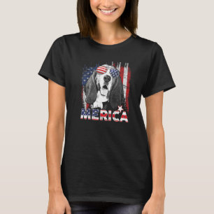 T-shirt Basset Hound 4 juillet Américain Drapeau Merica D
