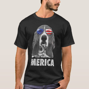 T-shirt Basset Hound 4 juillet Merica Drapeau américain
