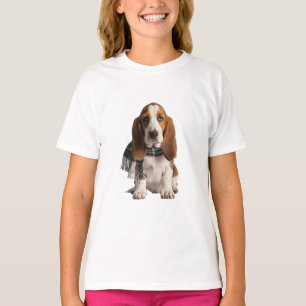 T-shirt Basset Hound Adorable en Carreaux pour Enfants
