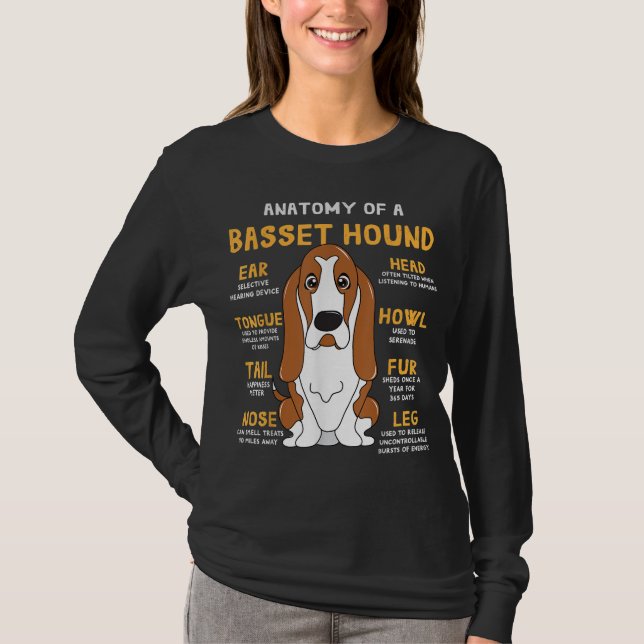 T-shirt Basset Hound Anatomie Funny Chien Maman Papa Migno (Devant)