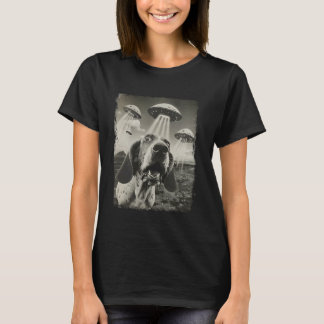 T-shirt Basset Hound Chien OVNI Alien Selfie extraterrestr