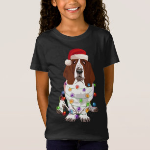 T-Shirt Basset Hound Feux de Noël Xmas Amoureux des chiens