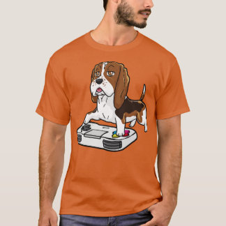 T-shirt Basset Hound Gamepad Kawaii
