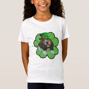 T - Shirt Basset Hound Happy St. Patrick's Clover